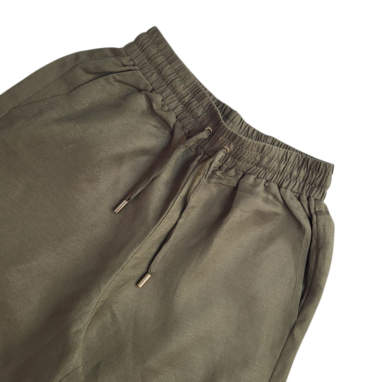Karen Millen Y2K Green Wide Leg Linen Trousers Women's Size 8 W26 L30