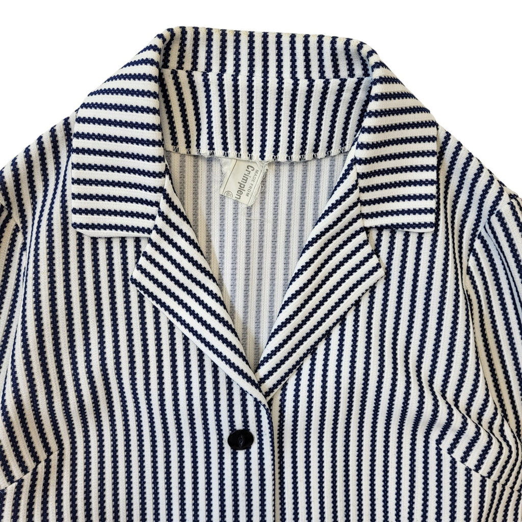 70s Vintage Blue & White Striped Button Jacket Women's Size Medium Eu 38