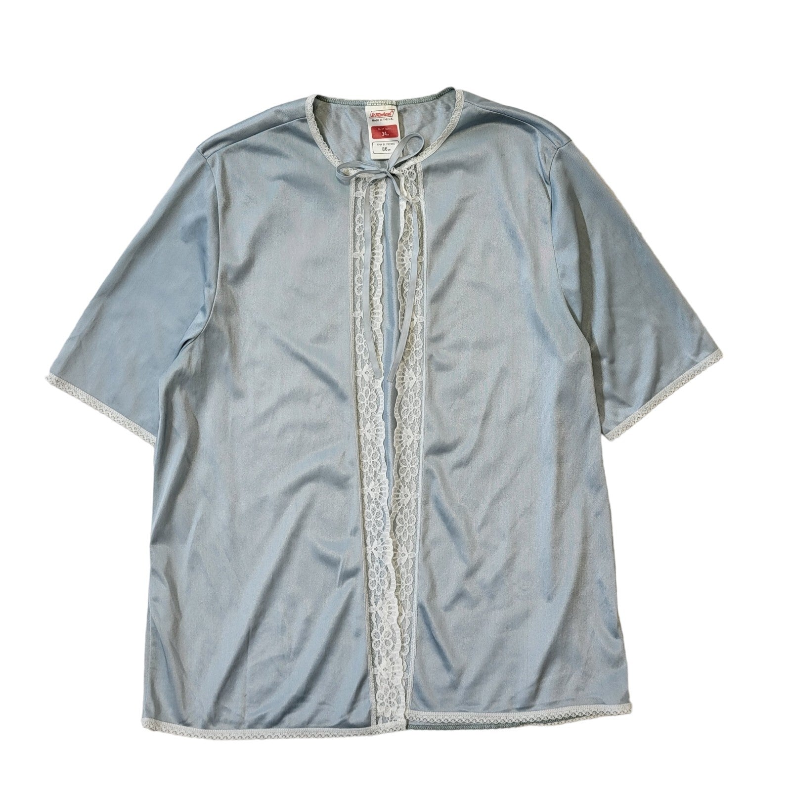 St Michael M&S 70s Vintage Light Blue Night Shirt Women's UK 6 Eu 34