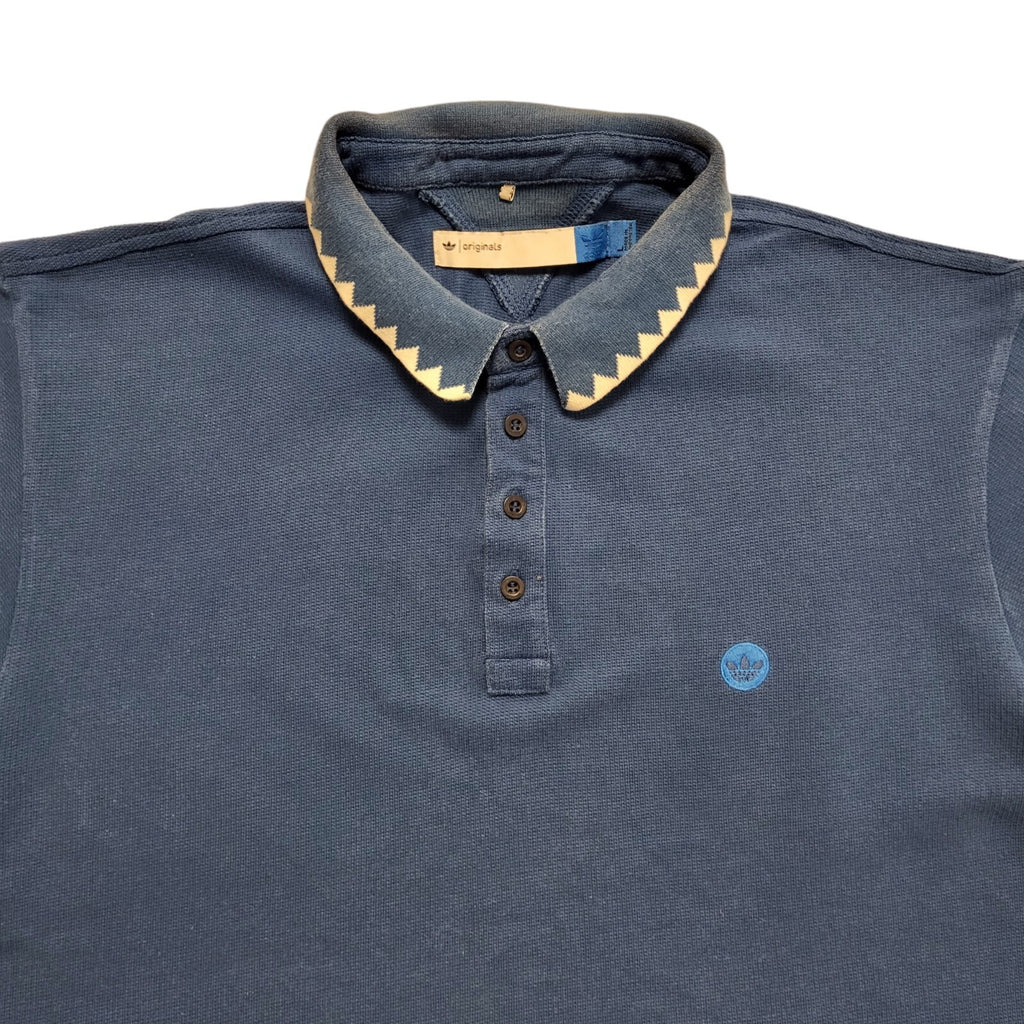 Adidas Vintage 90's Blue Sports Short Sleeve Polo Top Mens UK L