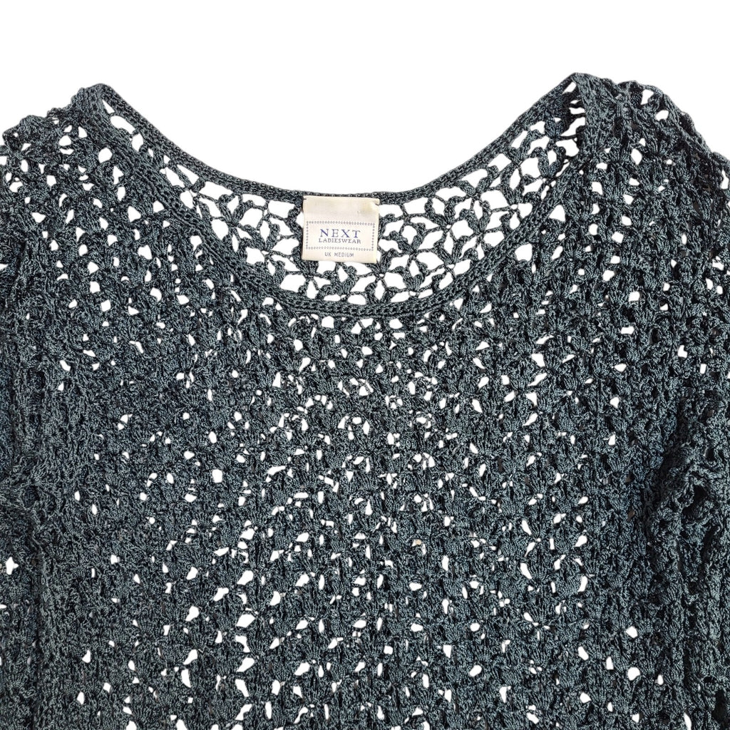 Next Vintage 90's Blue Round Neck Crotchet Jumper UK Women's Size M