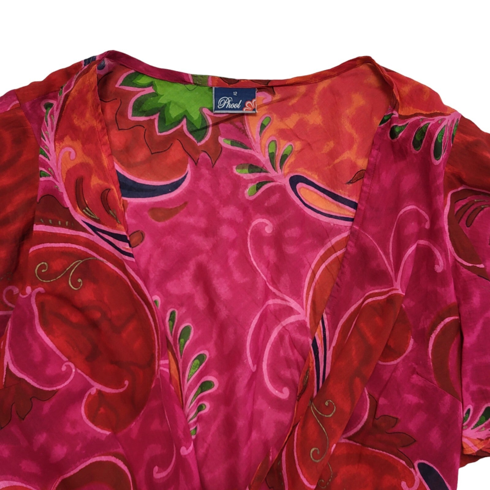Phool Vintage 90's Red & Pink Floral Tie Front Cardigan Womens UK Size 12
