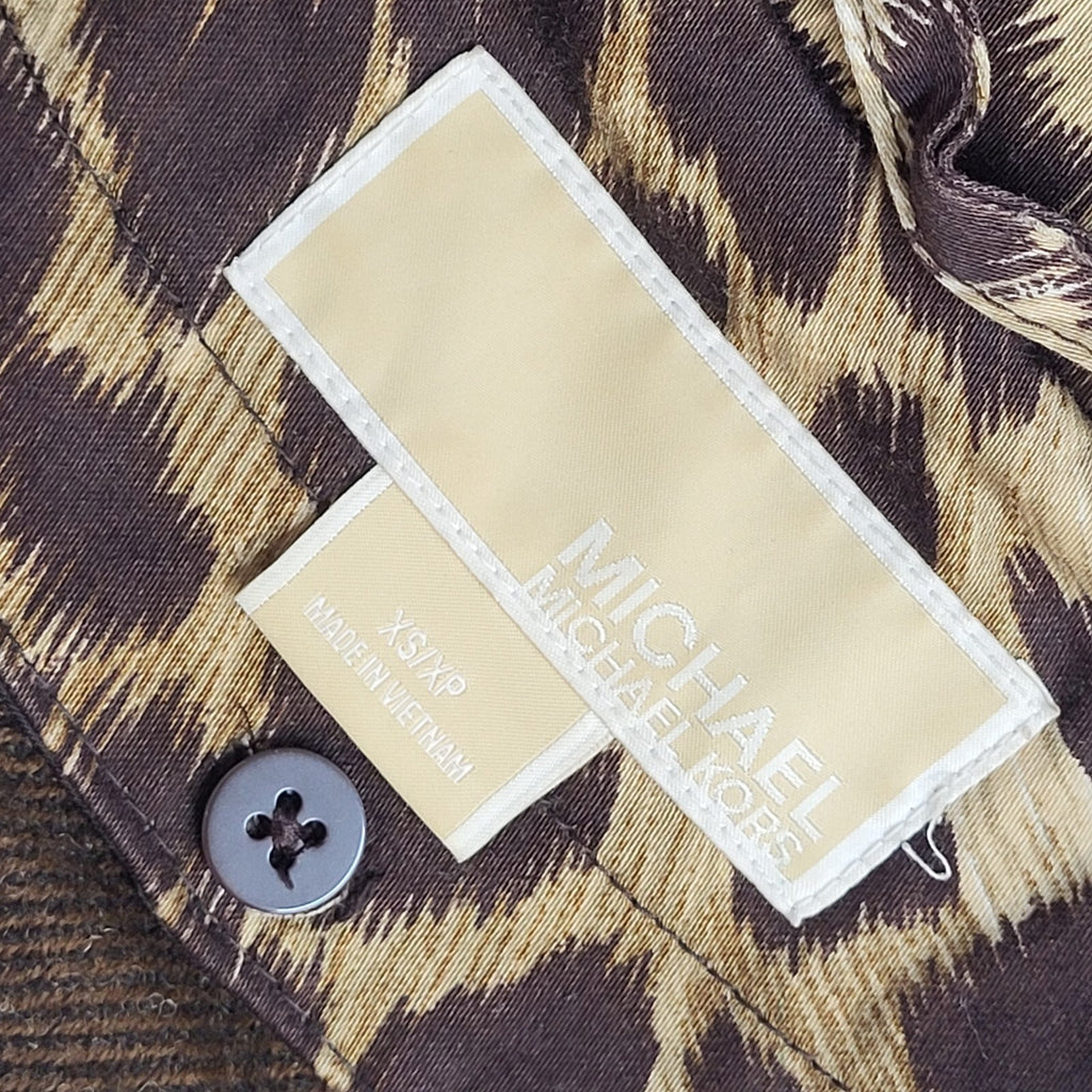 Michael Kors Vintage Y2k Brown Animal Print Coat Women's UK XS