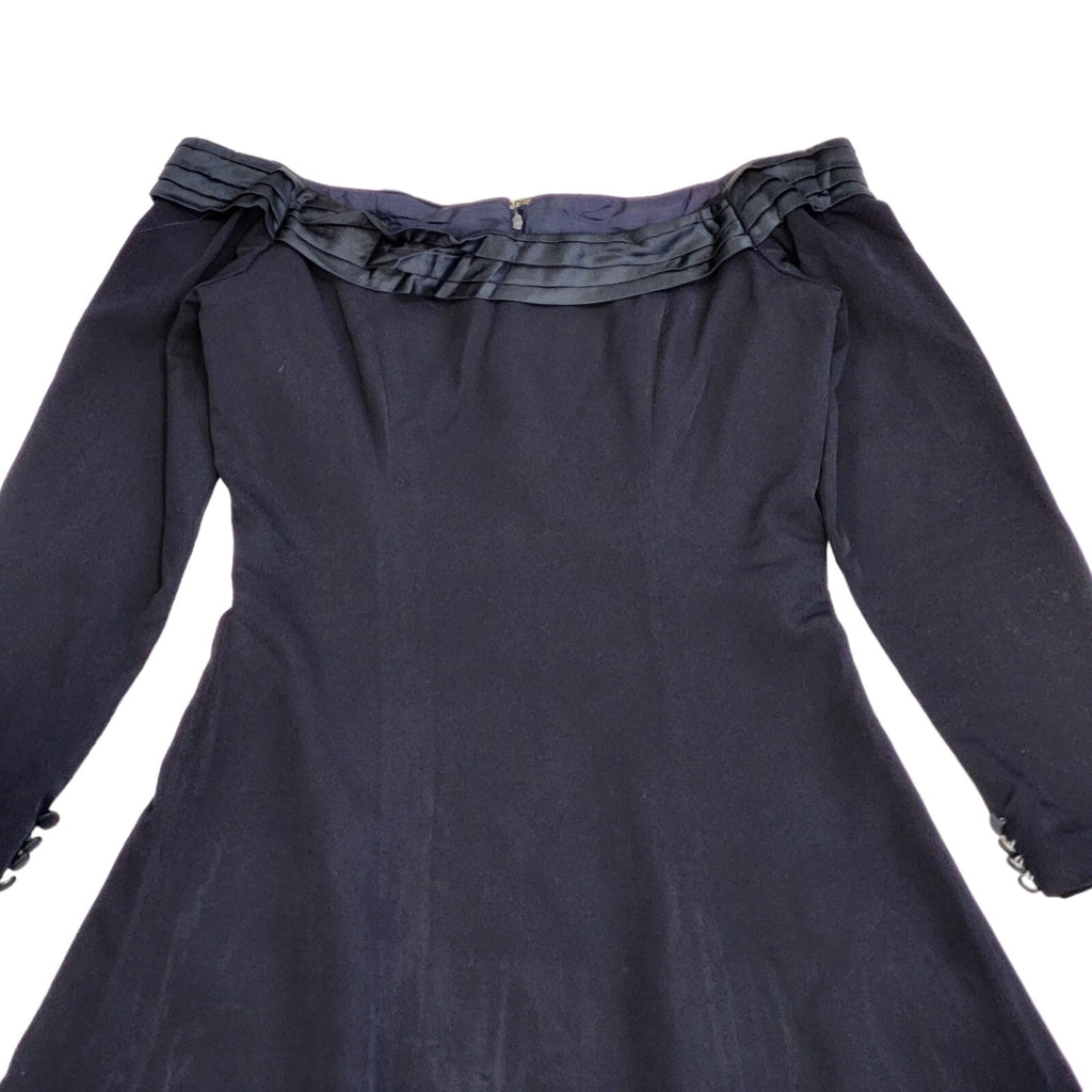 Vintage 90s Navy Blue Off The Shoulder Evening Dress Women's Size 10