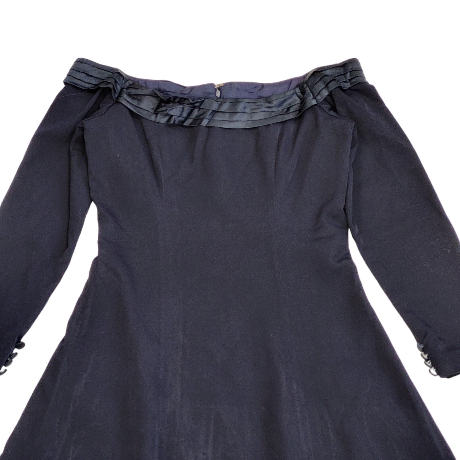 Vintage 90s Navy Blue Off The Shoulder Evening Dress Women's Size 10