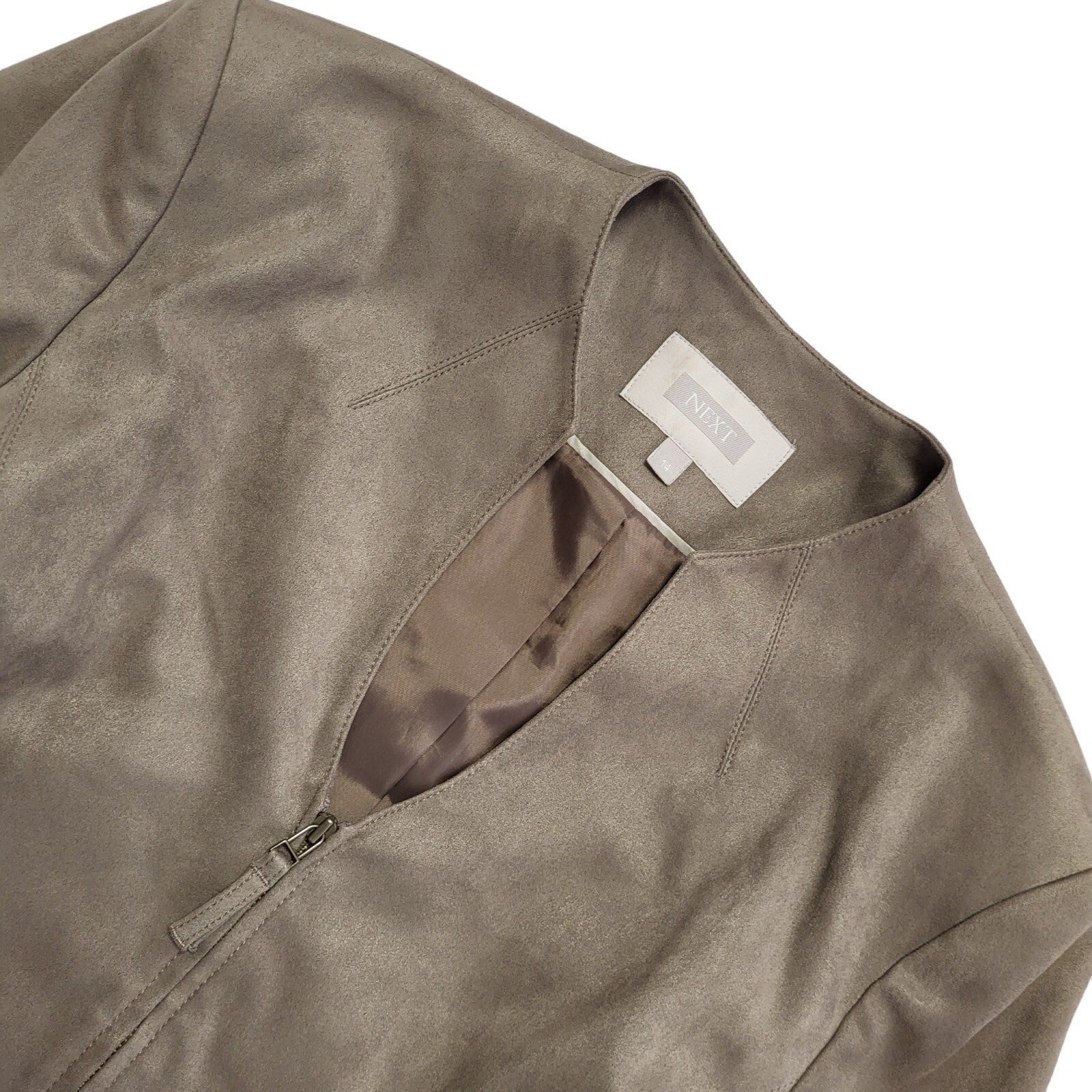 Next Vintage Y2K Brown Faux Suede Jacket Uk Women's Size 14