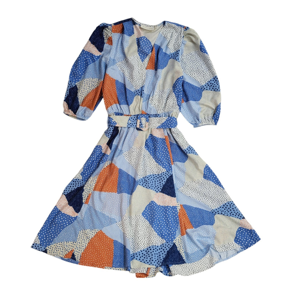 Storm & Marie Multicoloured V-Neck 3/4 Topi Midi Dress BNWT UK Women's Size S