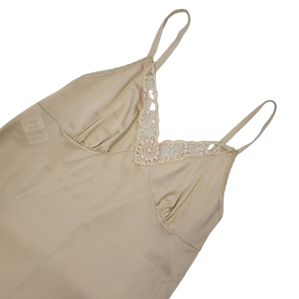 St Michael Vintage 70s Sand Sleeveless Night Dress Uk Women's Size 12