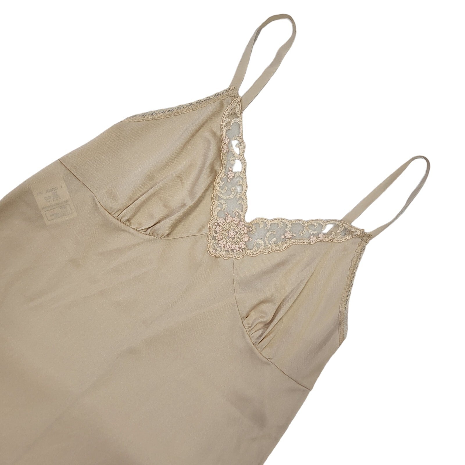 St Michael Vintage 70s Sand Sleeveless Night Dress Uk Women's Size 12