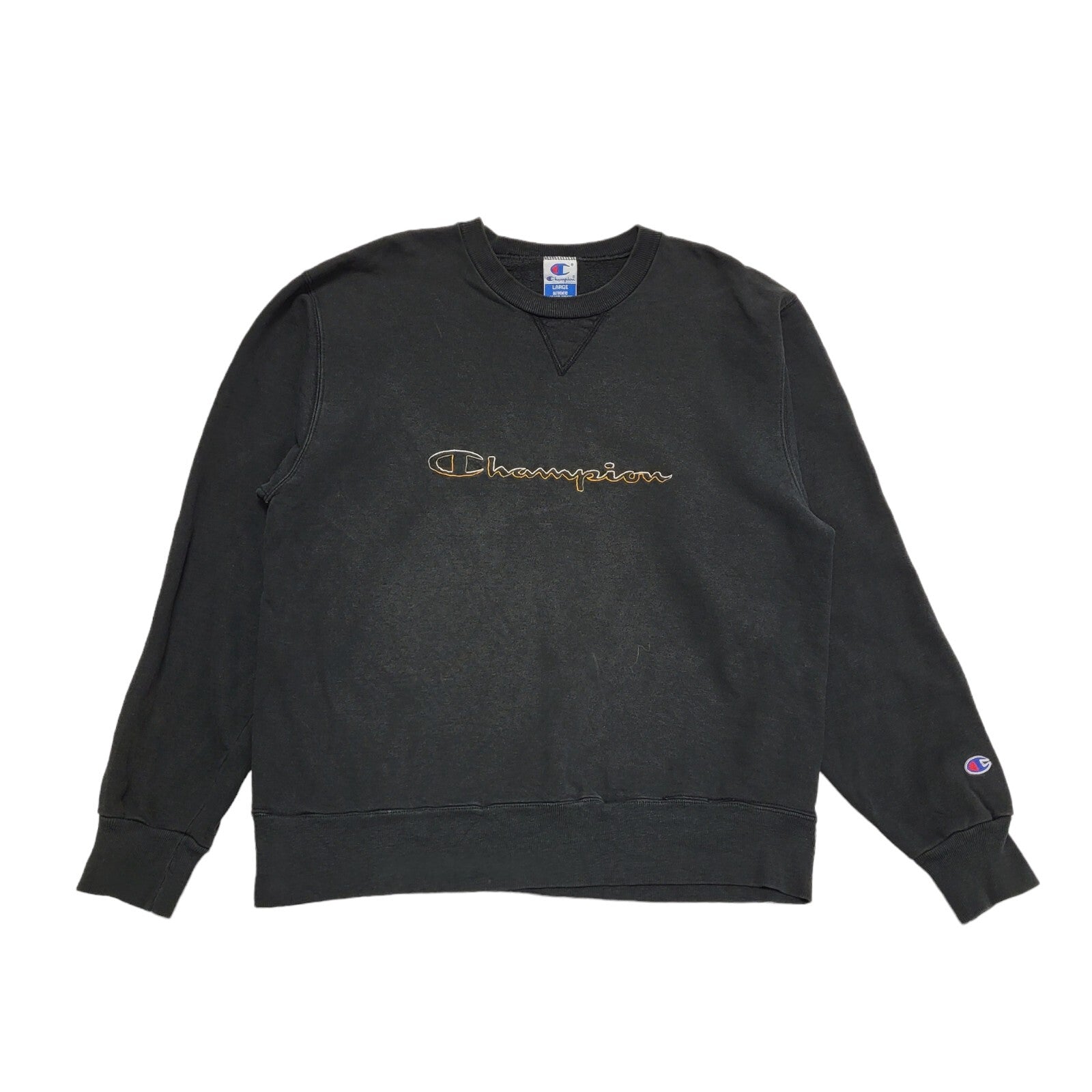 Champion USA Black Crew Neck Y2k Sweatshirt Uk Men's Size Large