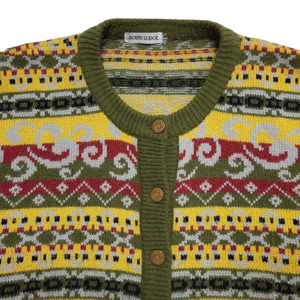 South Lodge Vintage 80's Multicoloured Button Up Cardigan UK Womens Size 16