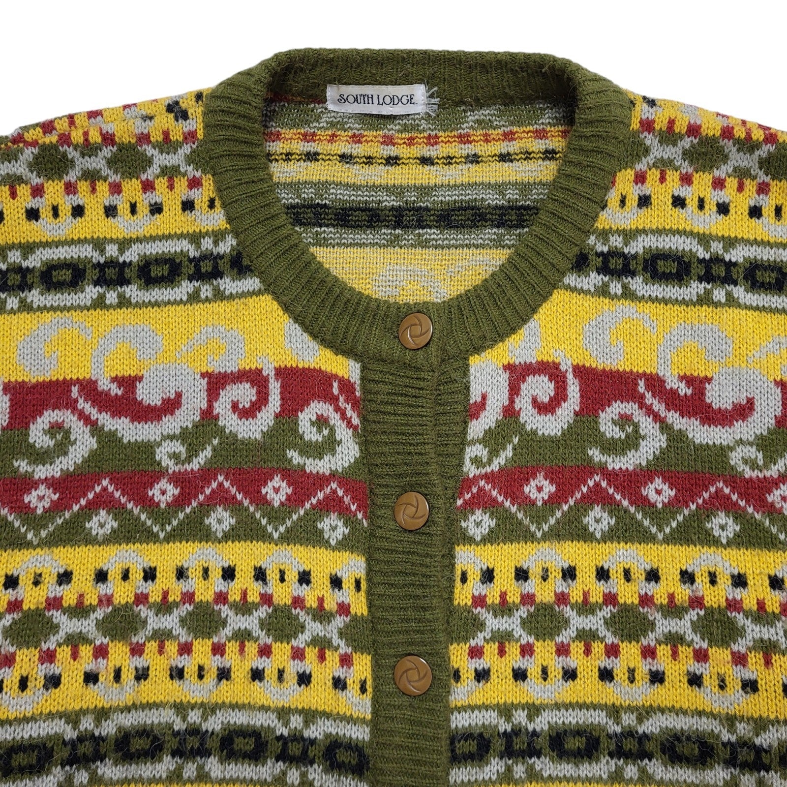 South Lodge Vintage 80's Multicoloured Button Up Cardigan UK Womens Size 16