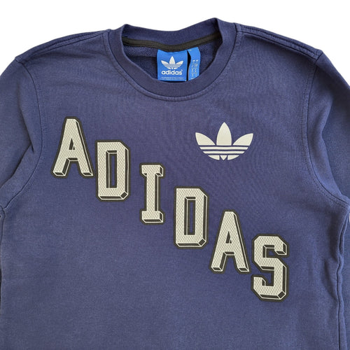 Adidas Sports Sweatshirt Blue Crew Neck 90's Vintage UK Men's Size S