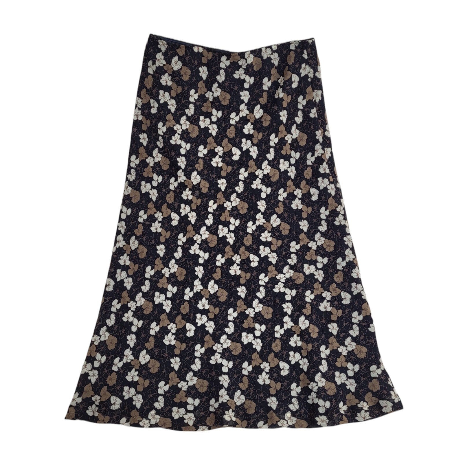 Laura Ashley 90's Black & Brown A-Line Floral Long Skirt Women's Size 14 W32