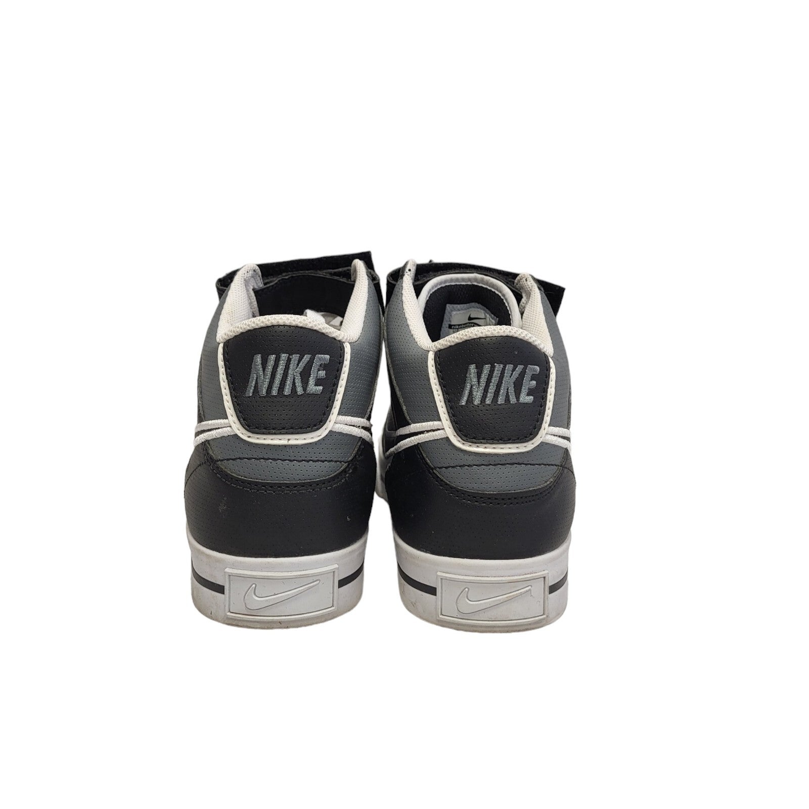 Nike Black Grey Mid Top Leather Casual Trainers Uk Kid's Size 5.5