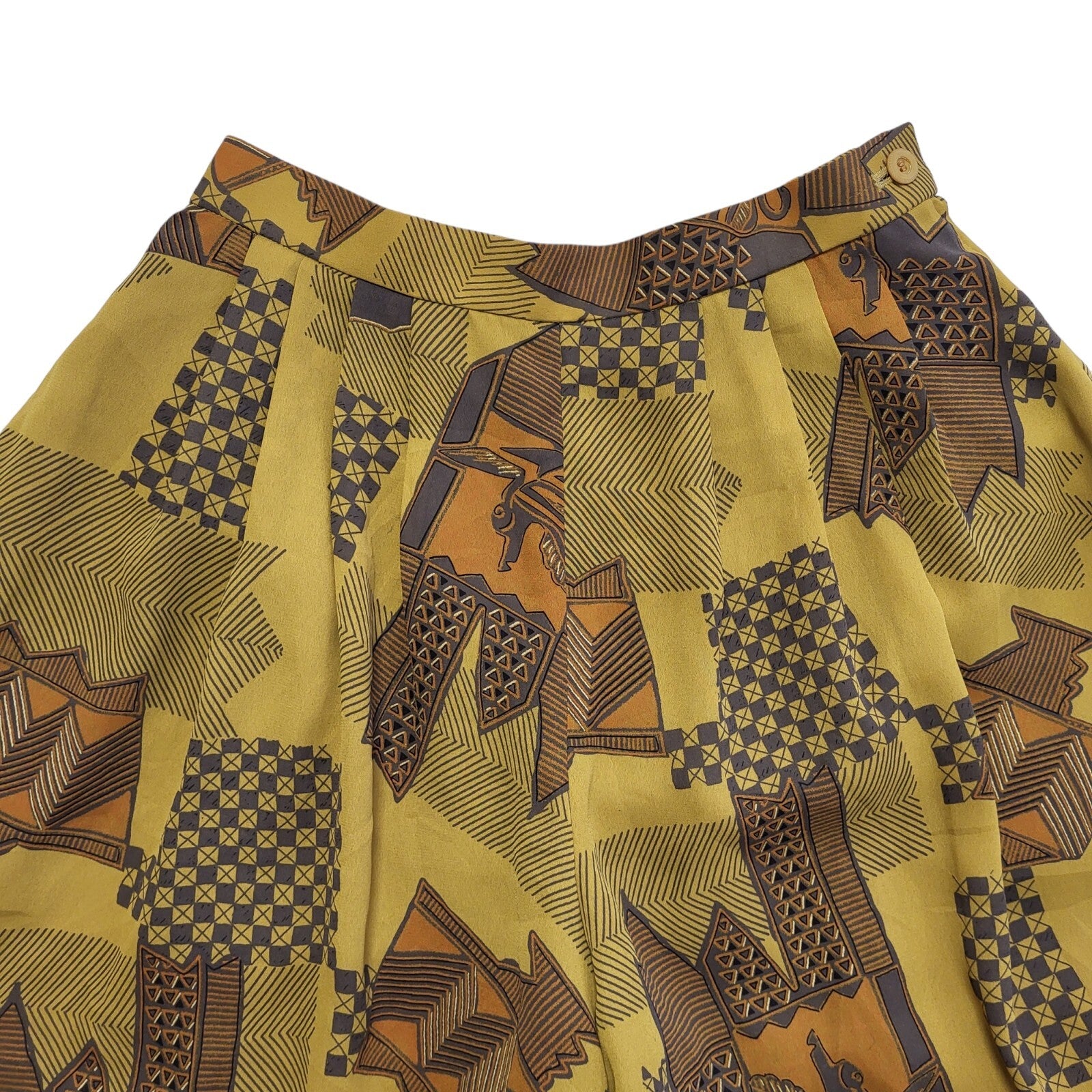 Jane More vintage 80's Brown Retro Abstract Culottes Womens UK Size 6 W24