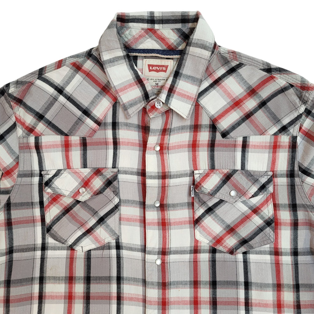 Levi's Grey,Red & Black Western Checked 90s Long Sleeve Shirt Men's Size M