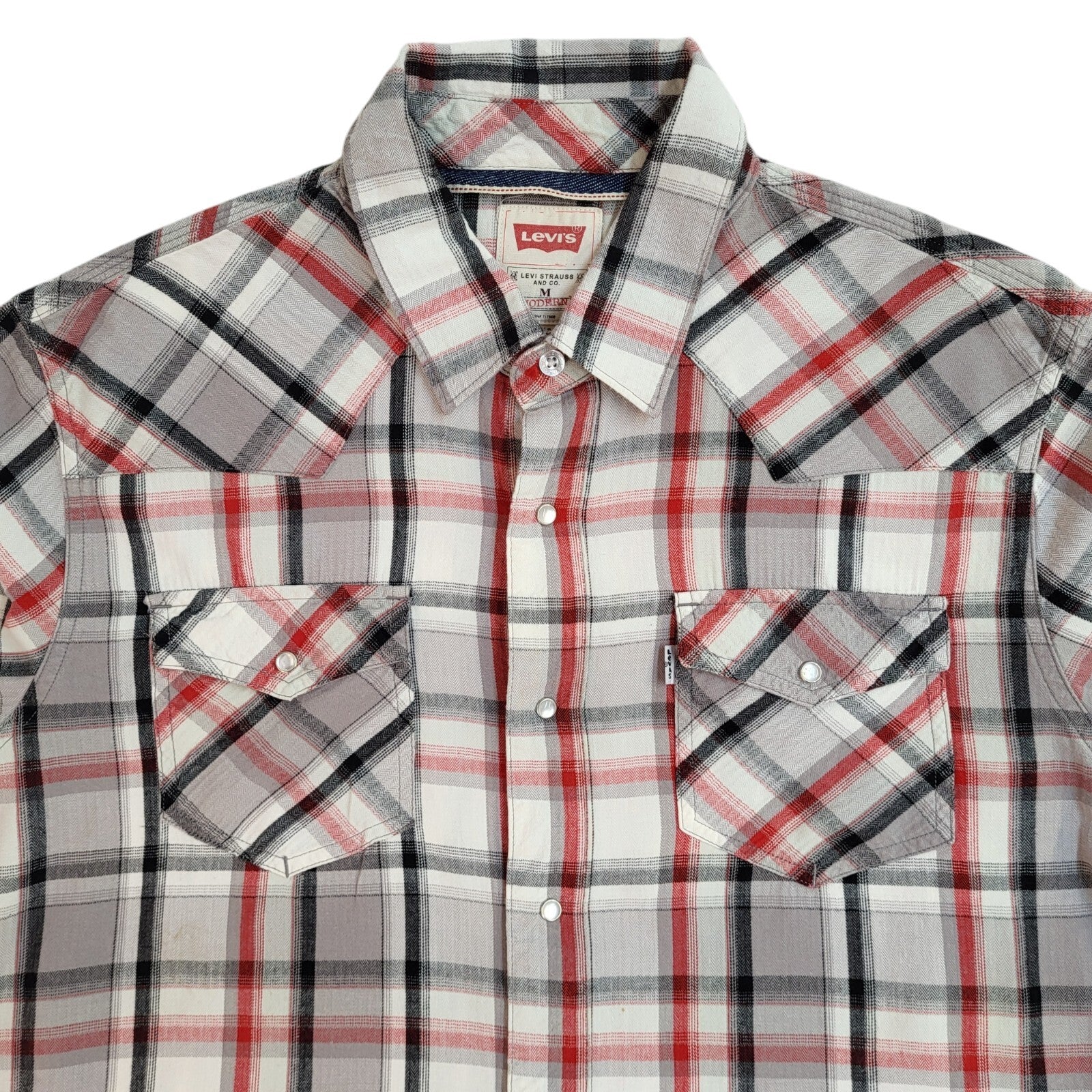 Levi's Grey,Red & Black Western Checked 90s Long Sleeve Shirt Men's Size M