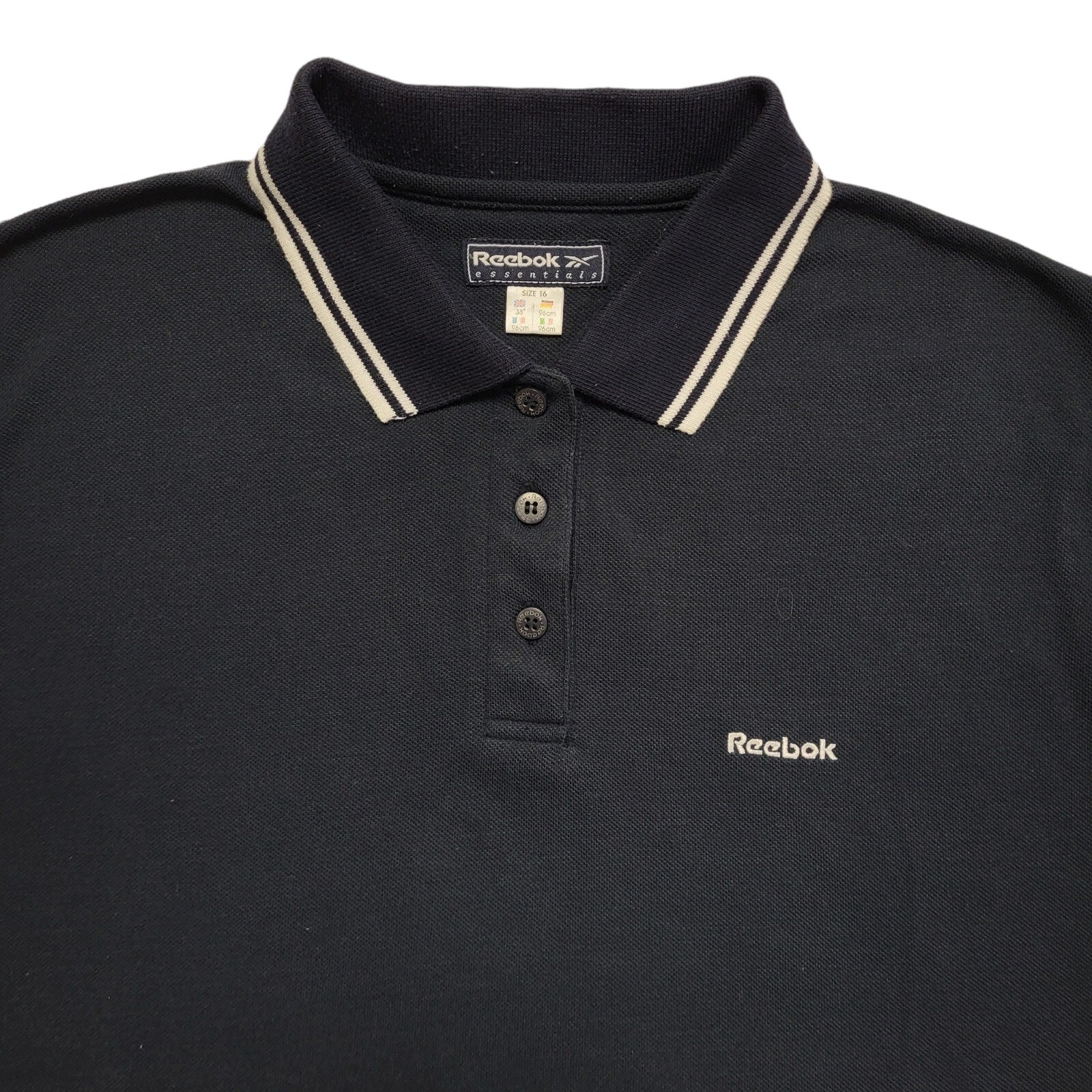 Reebok Vintage 90's Blue Sports  Polo Short Sleeve T-Shirt Women's UK Size 16