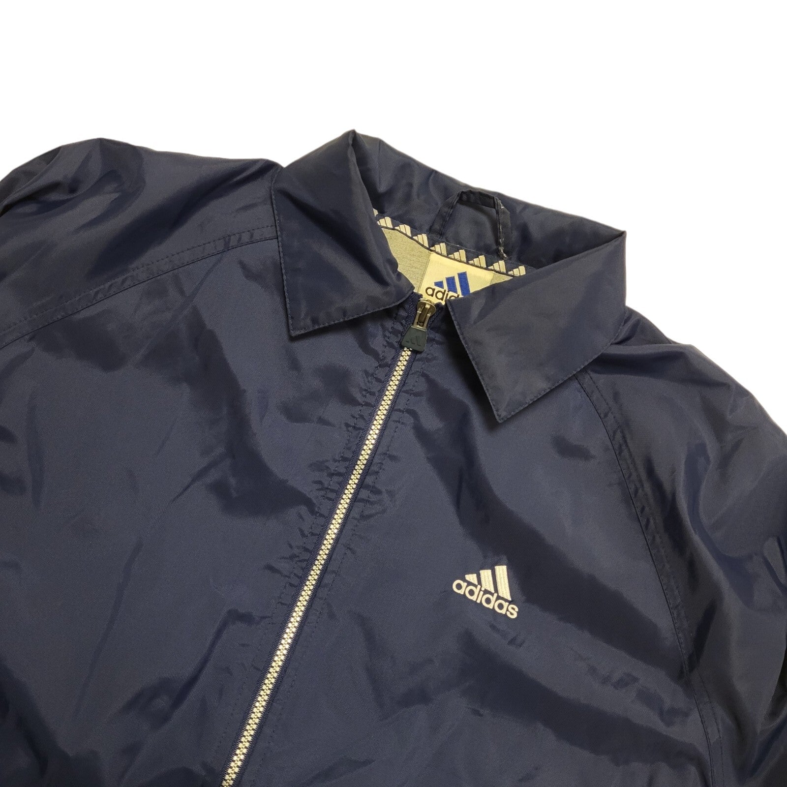Adidas 90s Vintage Navy Blue Zip Up Jersey Lined Sports Jacket Uk Men's Size M