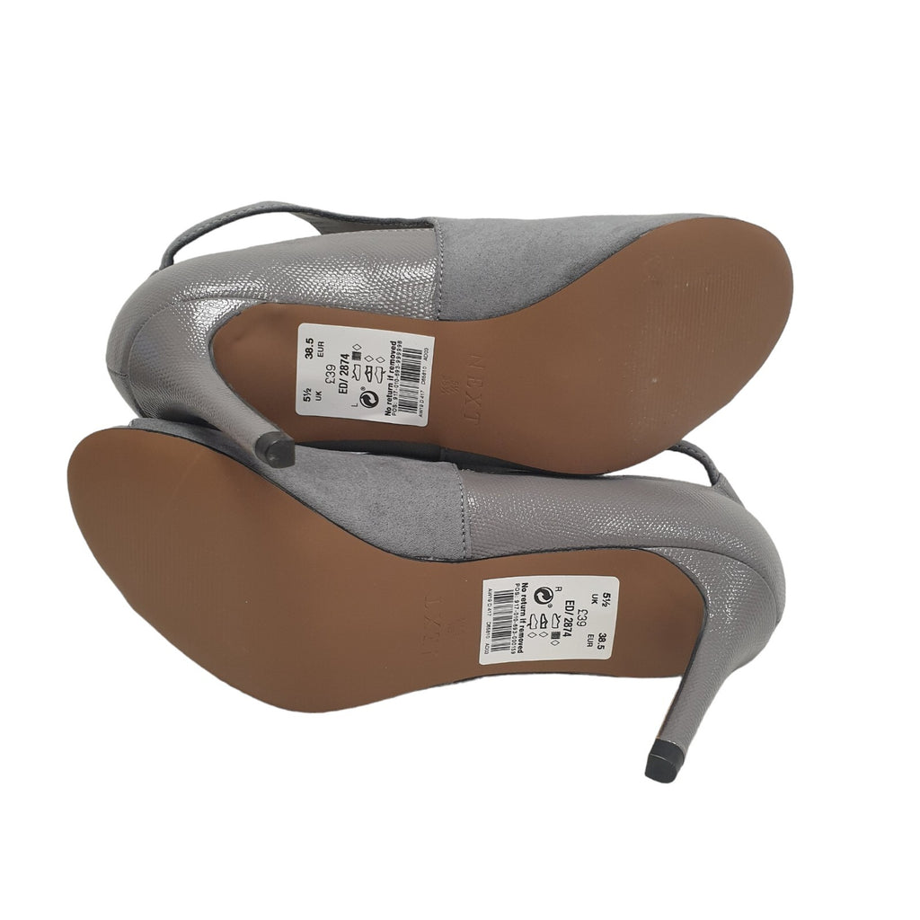 Next Forever Comfort Grey Peep Toe Heeled Shoes Uk 5.5 BNWOB