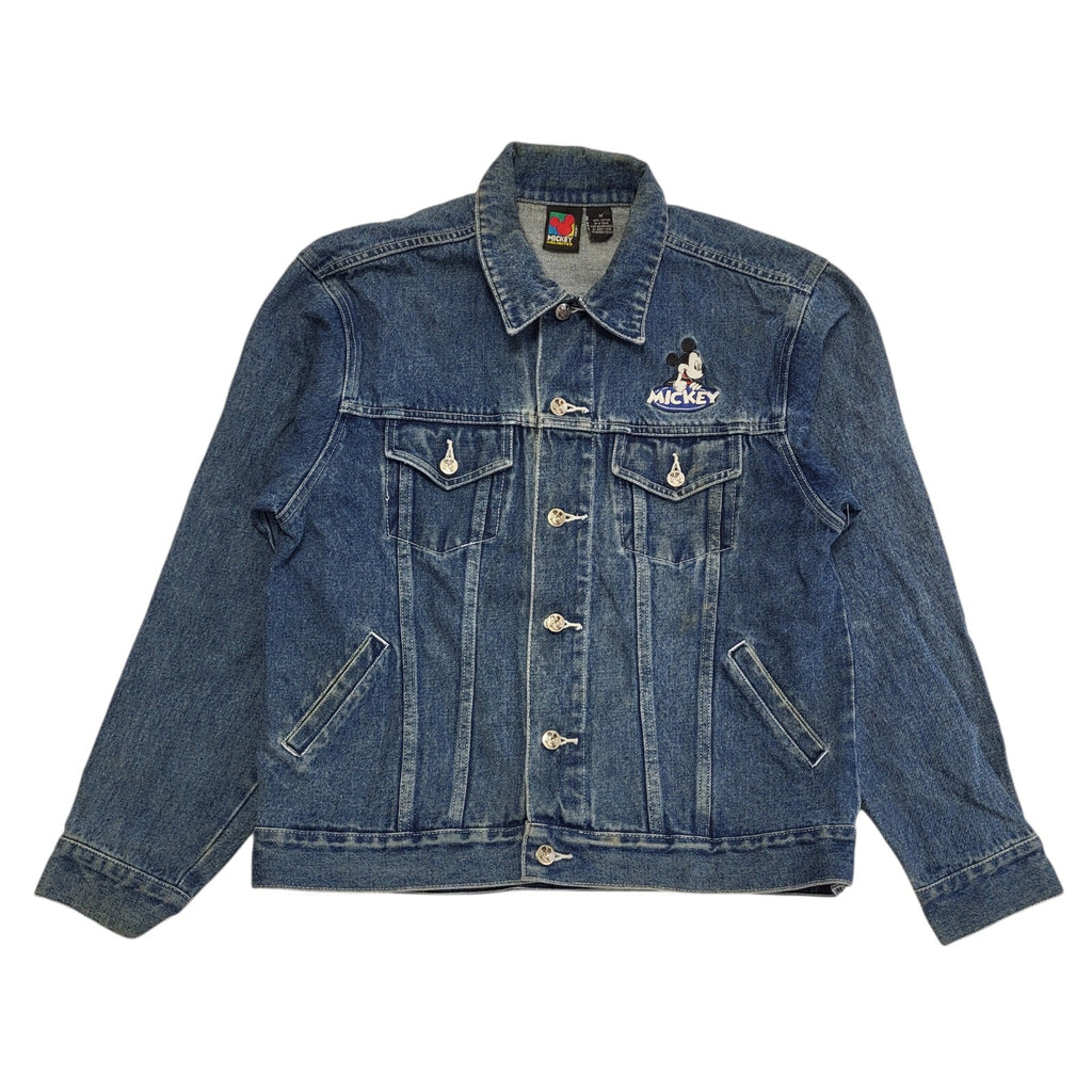 Mickey 90 Dark Blue 90s Vintage Button Denim Jacket Uk Women's Size M