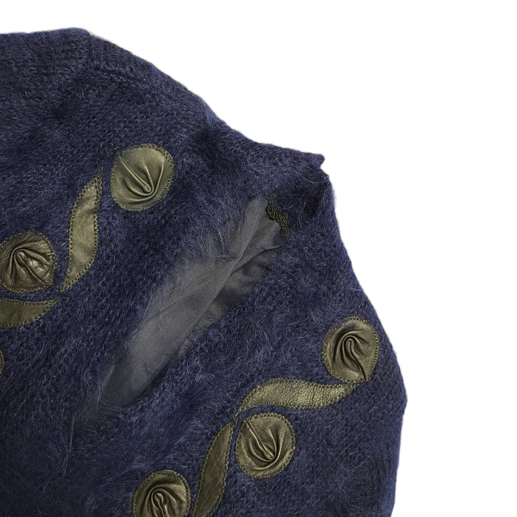 80's Vintage Blue Button Up Wool Cardigan Uk Women''s Size 18