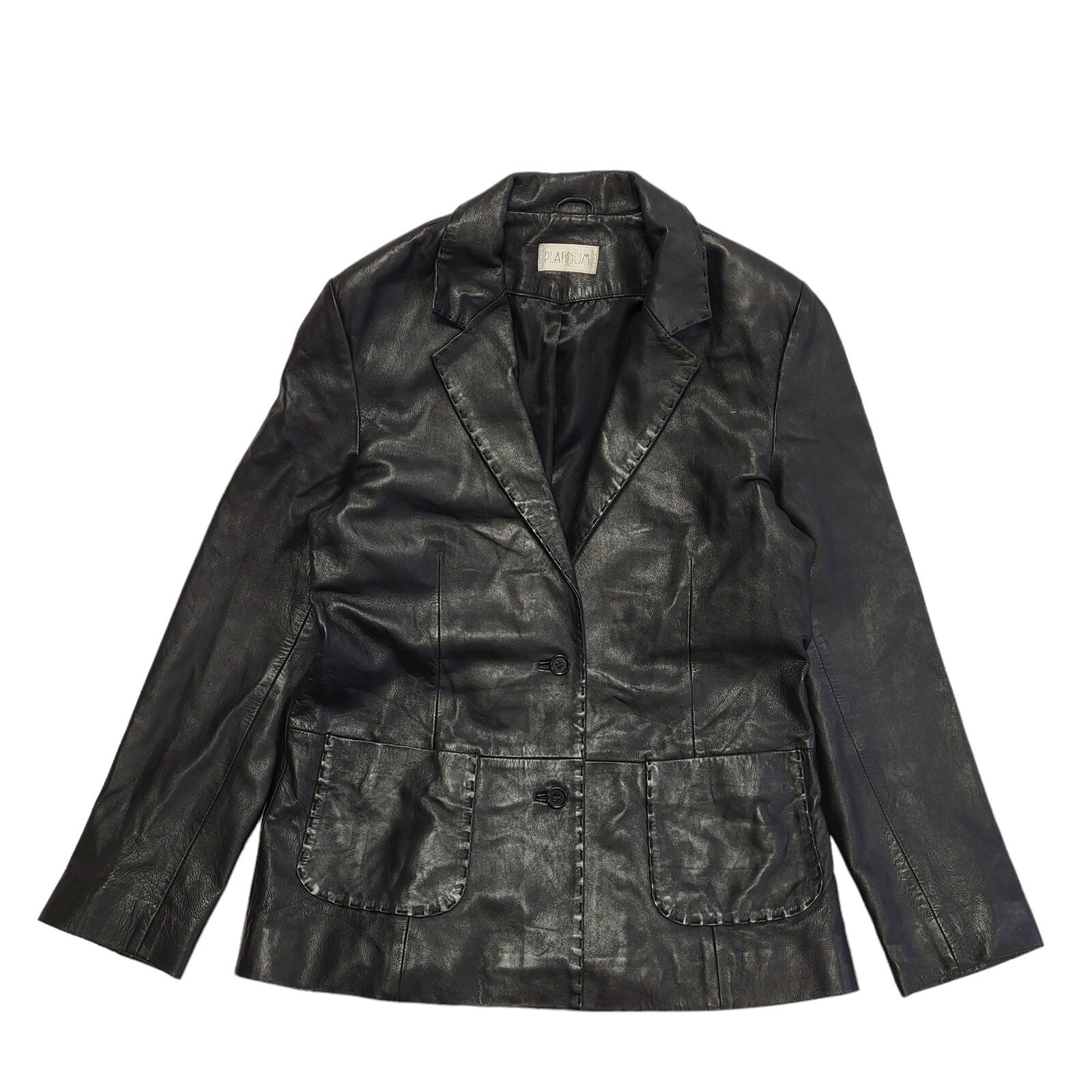 Platinum Vintage 80s Black Leather Jacket Uk Women's Size Large