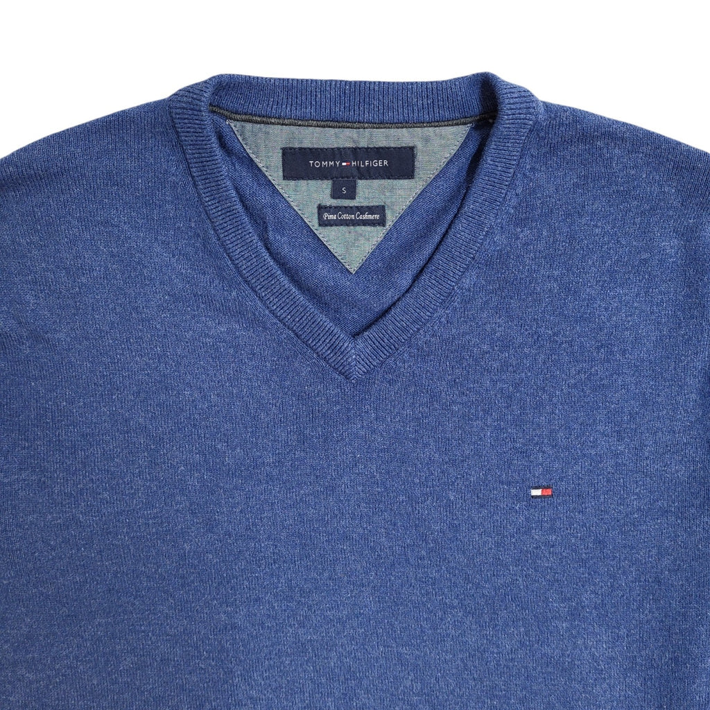 Tommy Hilfiger Y2K Blue V-Neck Long Sleeve Jumper Men's UK Size S