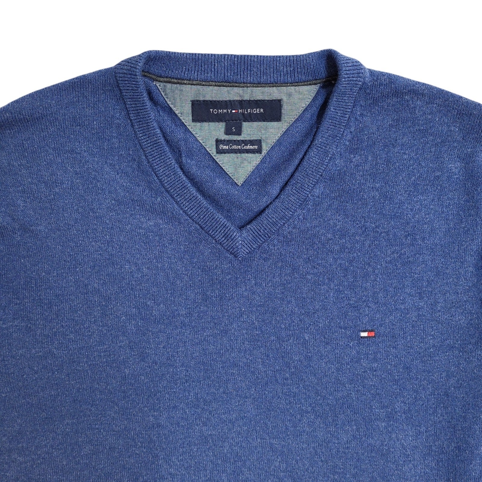 Tommy Hilfiger Y2K Blue V-Neck Long Sleeve Jumper Men's UK Size S
