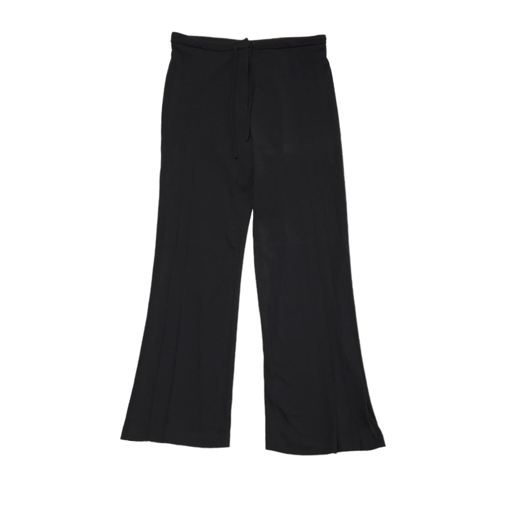 Vintage 80's Black Pleated Wide Leg Drawstring Trousers Womens UK 14 W32 L30