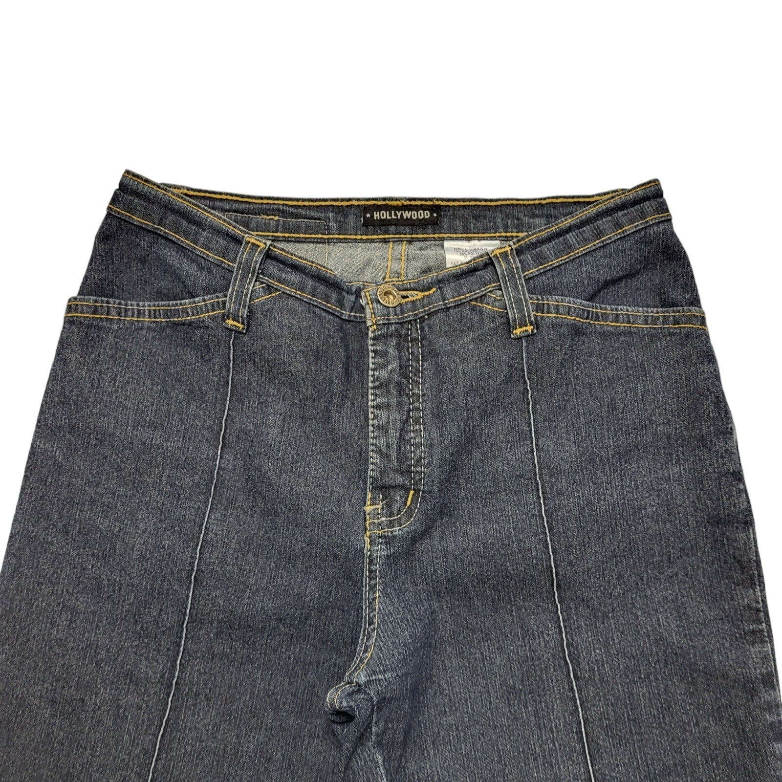 Hollywood Y2k Vintage Dark Blue Bootcut Denim Jeans Uk Women's XS W25 L32