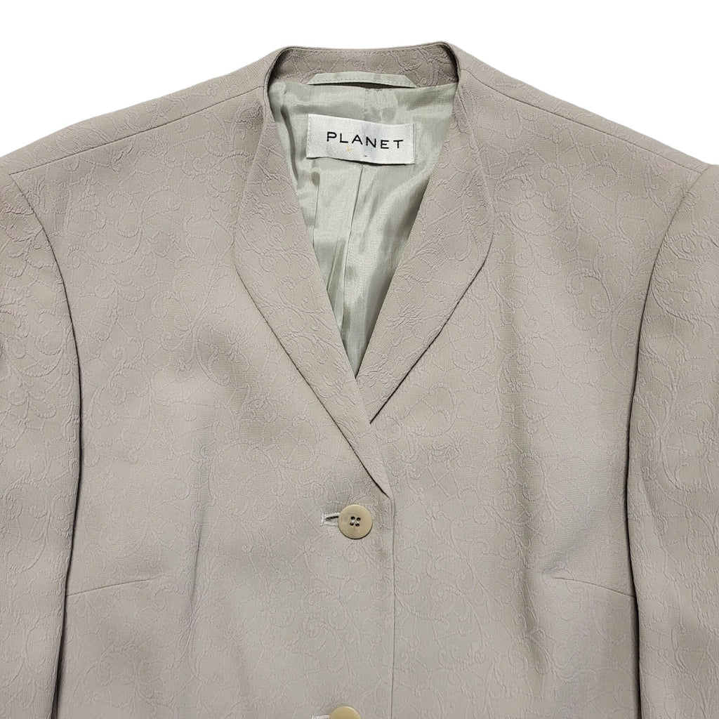 Planet Vintage 80s Grey Purple Vine Pattern Over Coat Uk 10