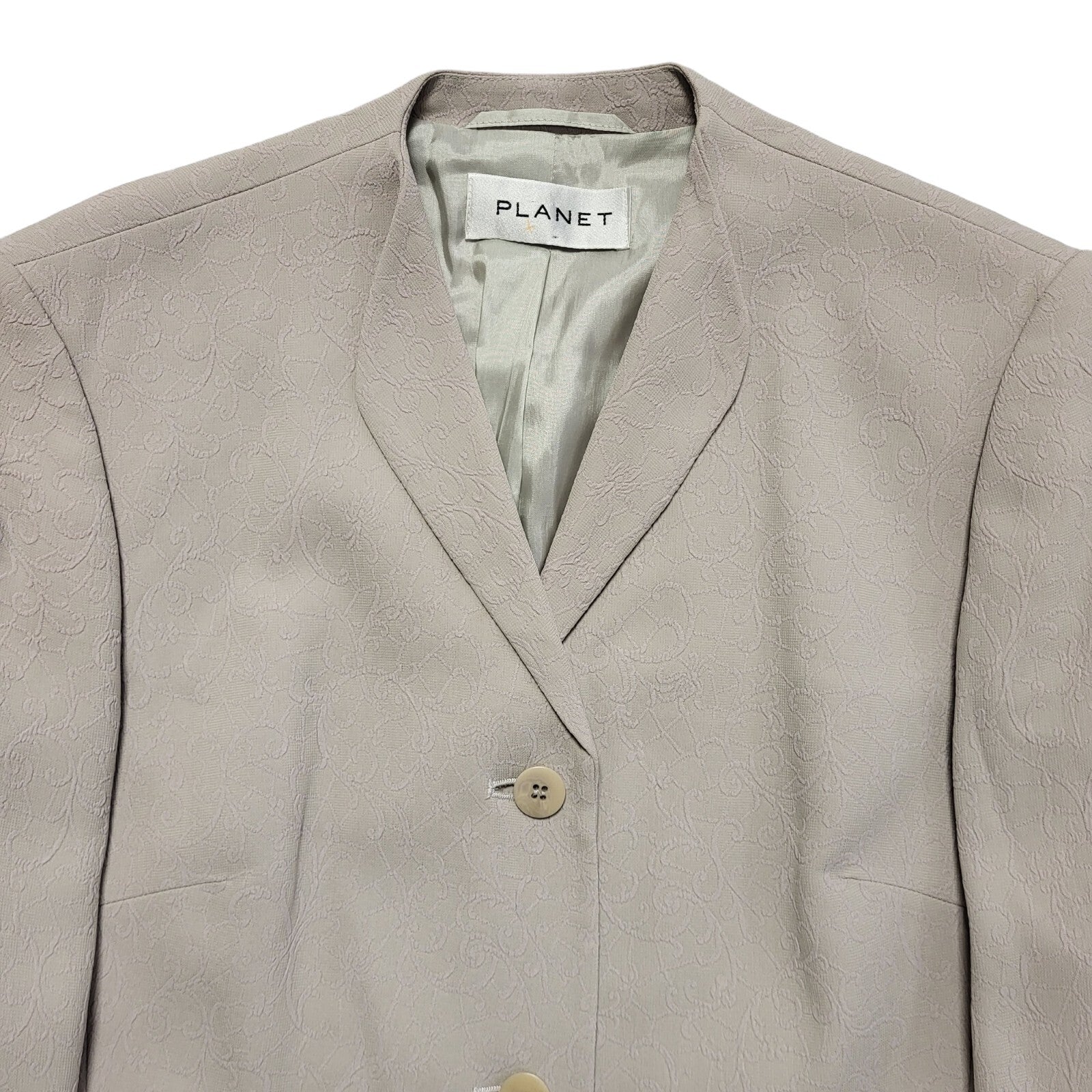 Planet Vintage 80s Grey Purple Vine Pattern Over Coat Uk 10