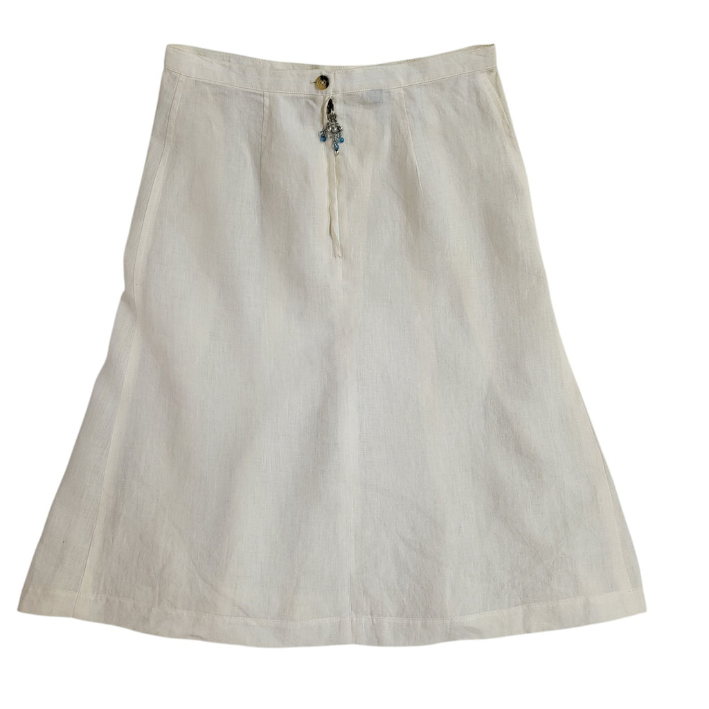Burberry 90s Cream Skirt Pleated A-Line Knee Length Skirt Women's UK 8-10 W28