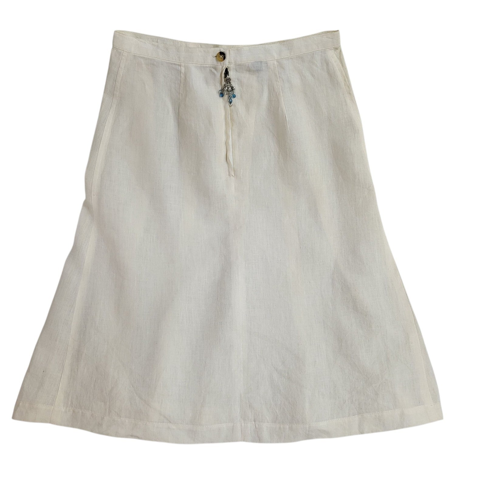 Burberry 90s Cream Skirt Pleated A-Line Knee Length Skirt Women's UK 8-10 W28