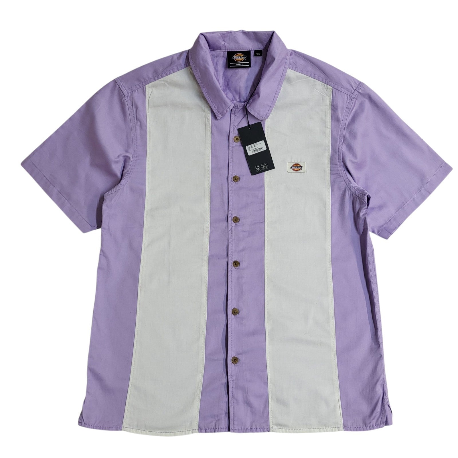 Dickies Westover Y2k Shirt Purple White Striped Retro Bnwt Uk Men's Size S
