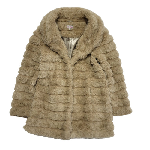 Be Beau Vintage 90's Beige Faux Fur Jacket Uk Women's Size 14