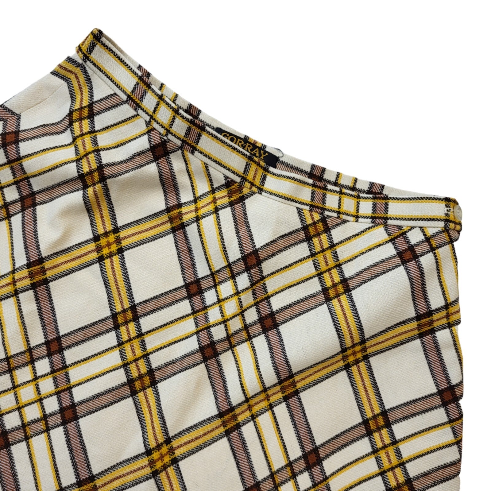 Gorray Vintage 70s Cream & Yellow Check Skirt Women's Size 12 W30