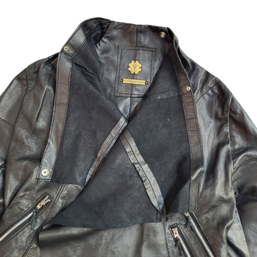 Vintagezionist Vintage Black 90s Leather Jacket Uk Women's Size 8/10