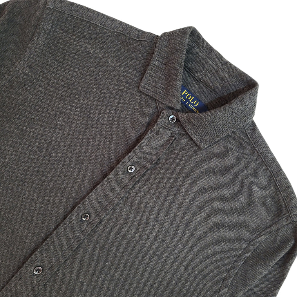 Polo Ralph Lauren Y2k Grey Long Sleeve Shirt Uk Men's Size Small