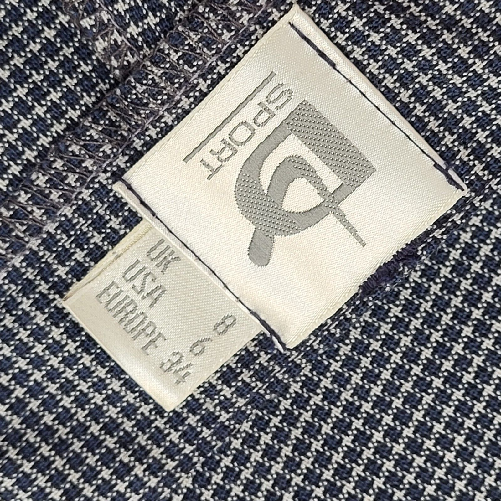 DL Sport 90s Vintage Blue Check Dress Trousers Uk Women's 8 W26 L32 Bnwt