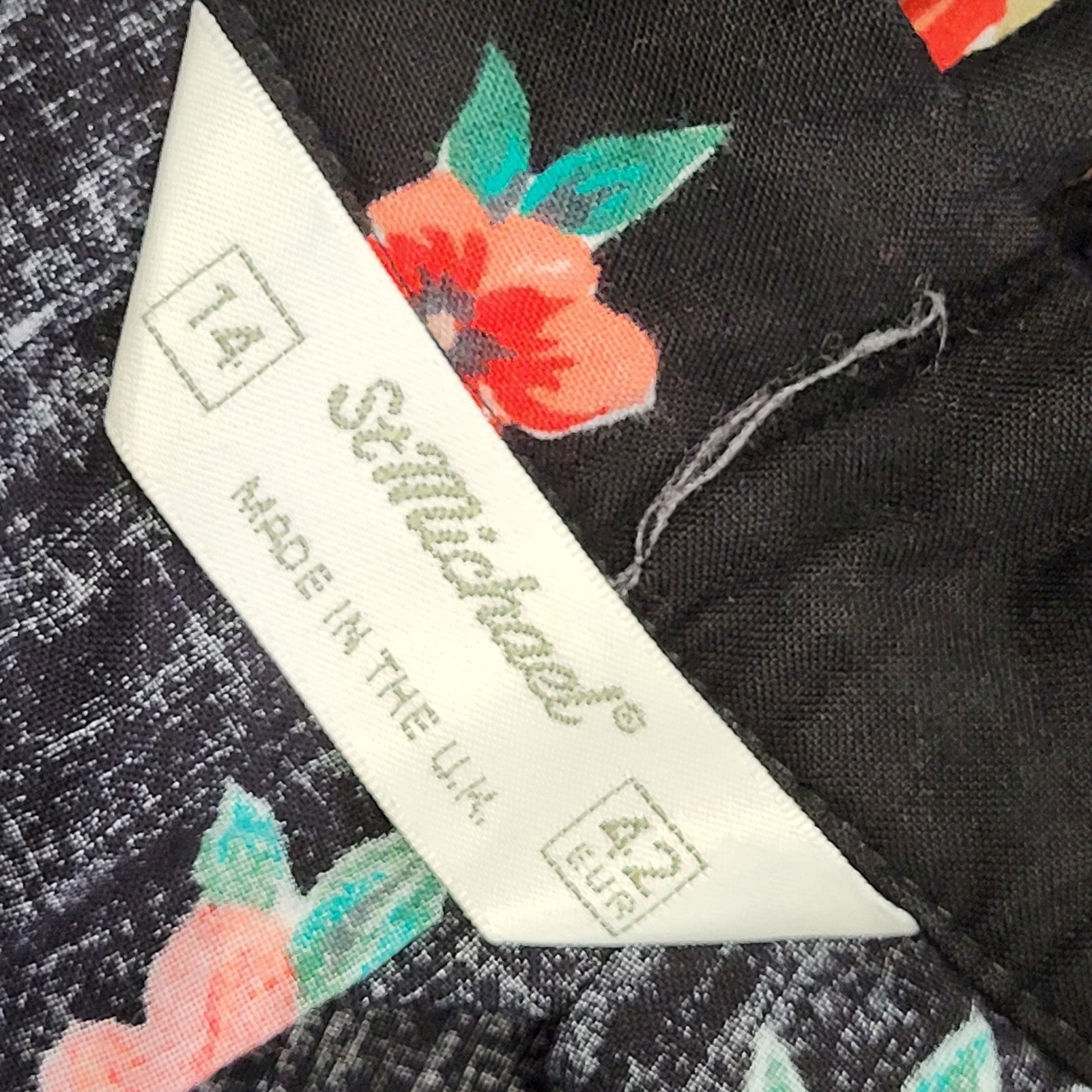 St Michael Vintage 80's Black & Red Floral Midi Skirt Womens UK Size 10 W26