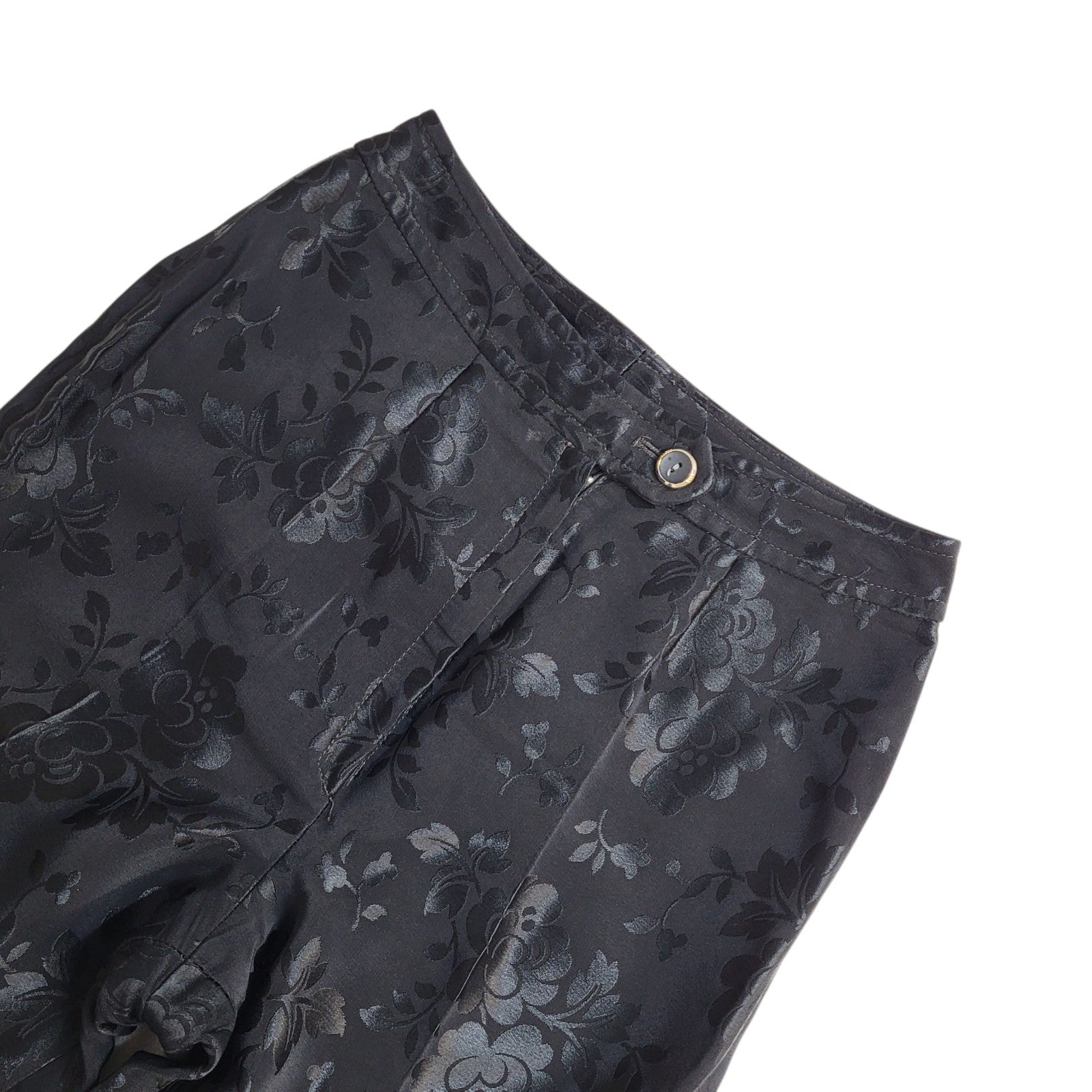 Dereta Dress Trousers Black Y2k Straight Floral Uk Women's Size M 10 W28 L28