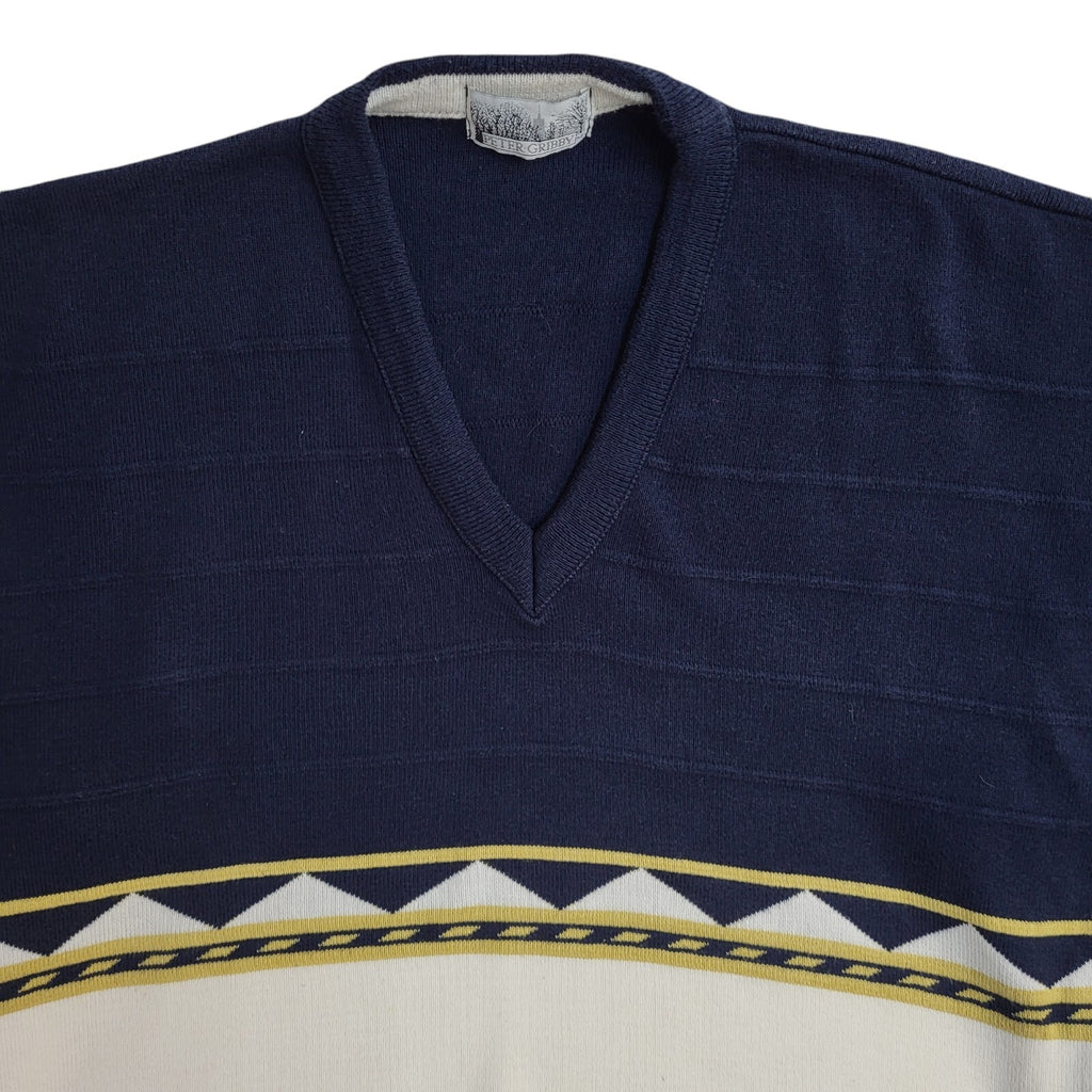 Peter Gribby Vintage 90's Blue & White Jumper UK Men's Size Large