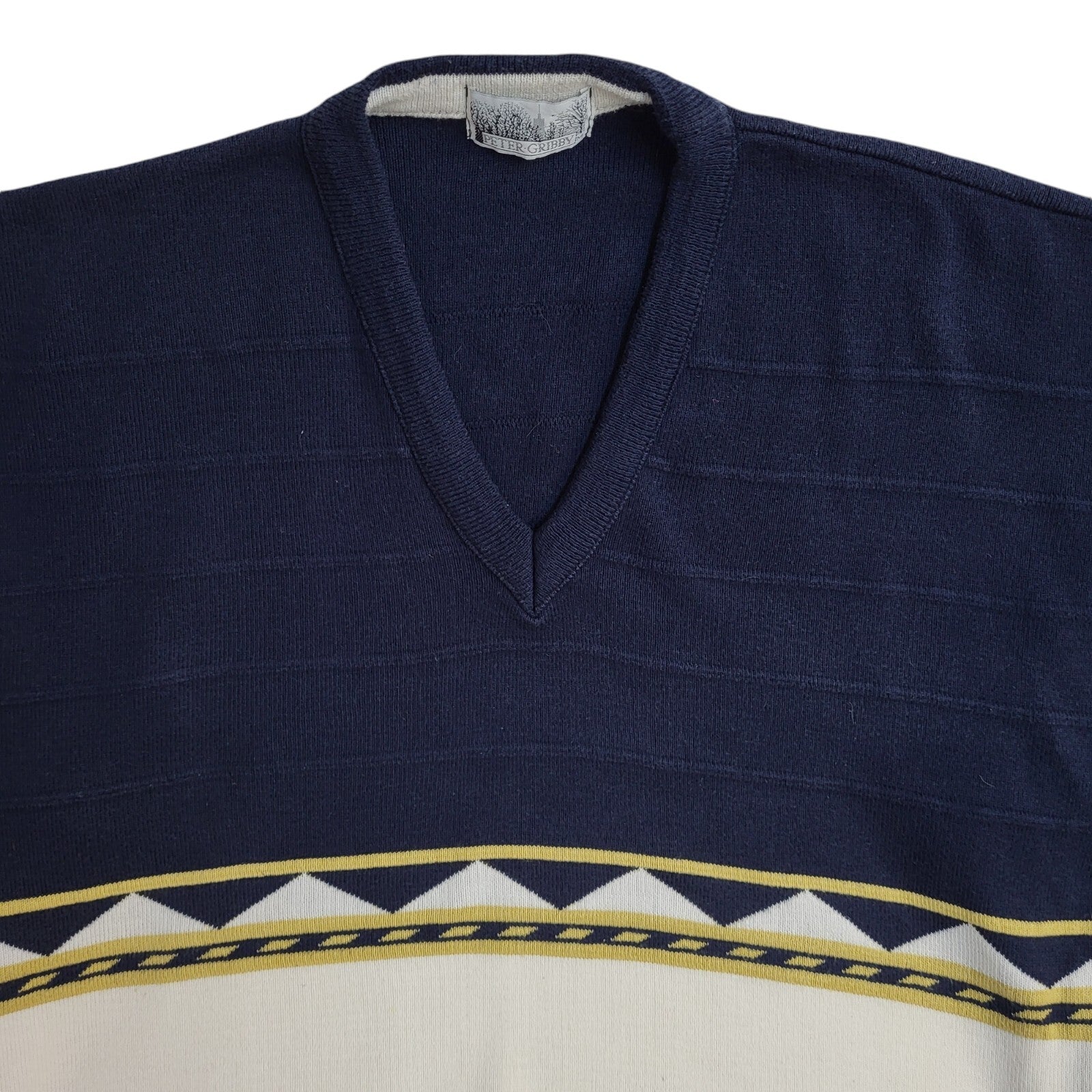 Peter Gribby Vintage 90's Blue & White Jumper UK Men's Size Large