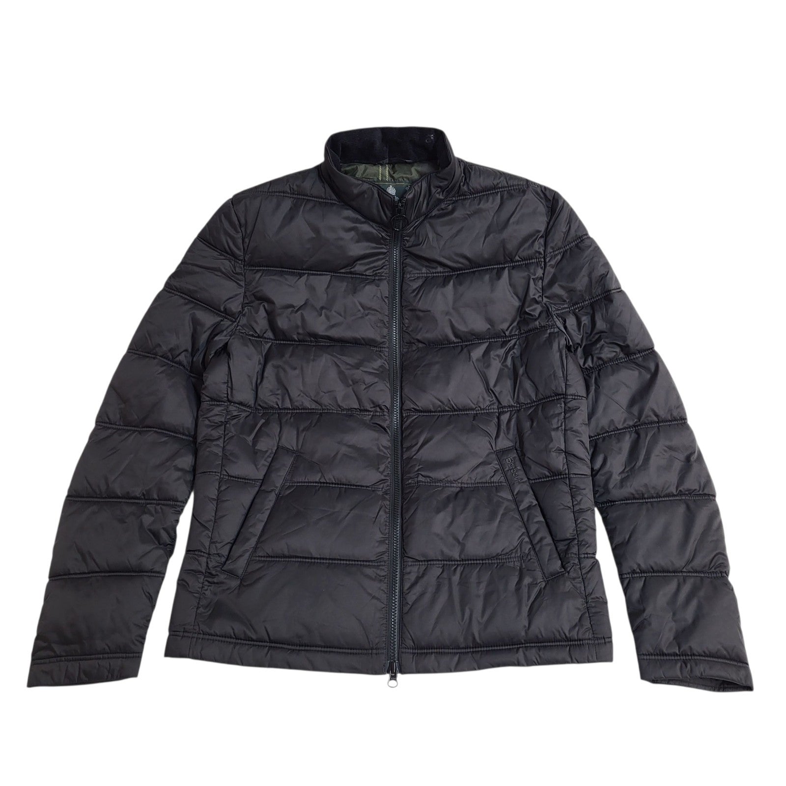 Barbour Fibre Down Classic Tartan Jacket Y2k Black Quilted UK Men's Size M
