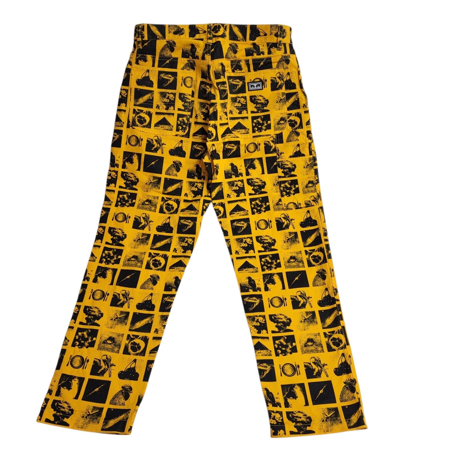 Obey Clothing Y2K Yellow Straight Leg Jeans Uk Men's S W30-32 L29