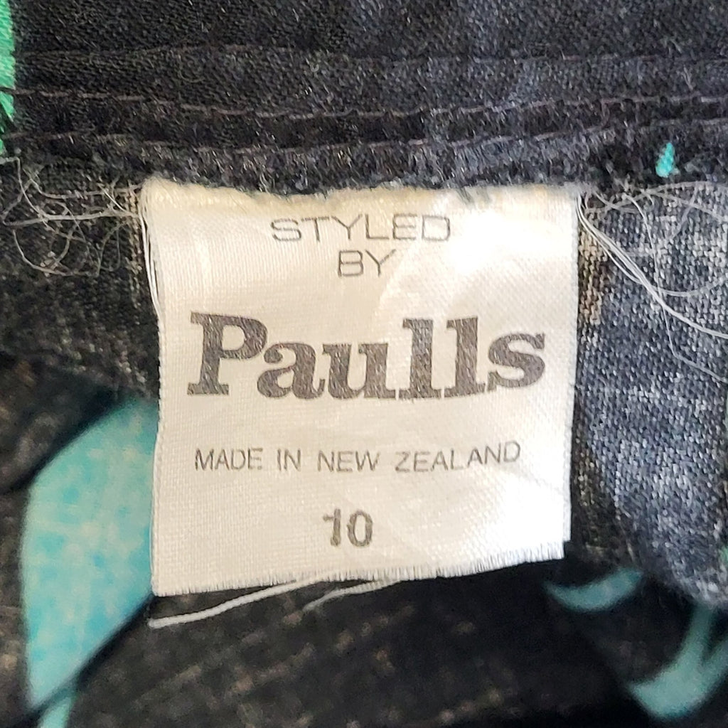 Paulls 80's Vintage Green Black Leaf Print Skirt Women's Size 10 W24