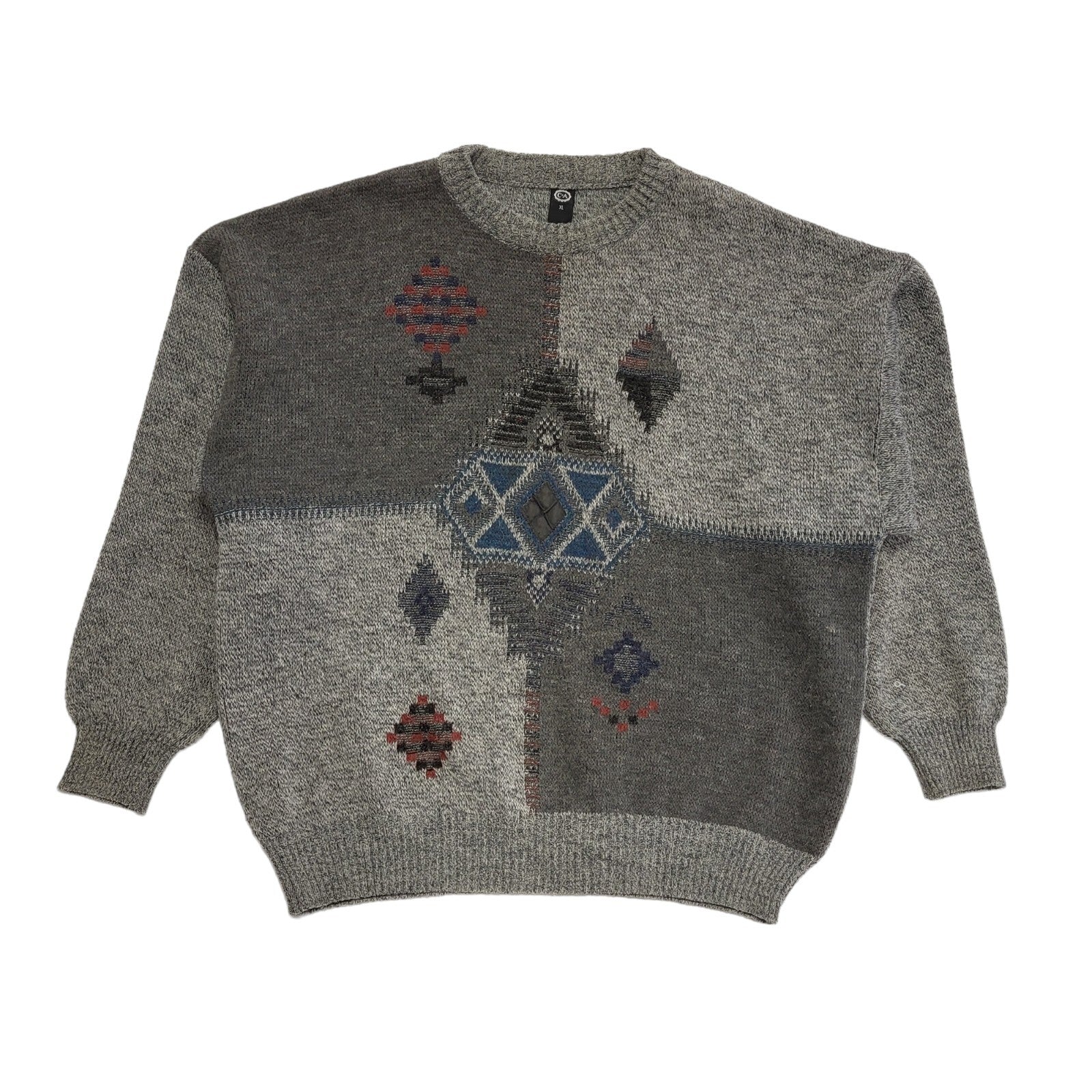 C&A Vintage 80's Grey Geometric Jumper Uk Men's Size XL